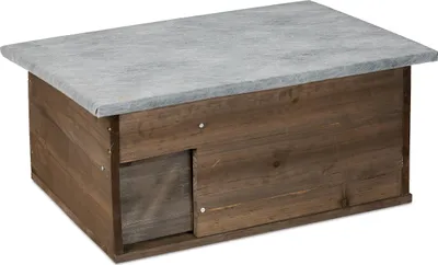 Produktbild von Relaxdays Igelhaus, Bausatz, Igelbau mit Boden, Rattenklappe & Labyrintheingang, Holz, HxBxT: 21 x 46 x 34 cm, braun