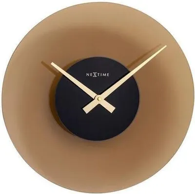 Produktbild von Wanduhr 40 cm grau aus Glas – leise mit goldenen Zeigern