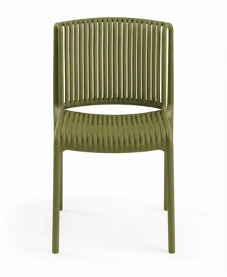 Image de 4 chaises vertes en polypropylène, pour salle à manger ou cuisine, design moderne