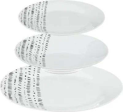 Zdjęcie produktu dla ZASTAWA STOŁOWA Berbere 18-częściowa biała/czarna PORCELANA