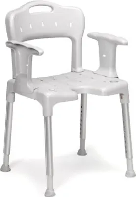 Produktbild von Duschstuhl SWIFT mit Armlehnen und Ausschnitt SH44-59cm>>>>Farbe: weiß