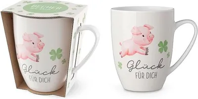Produktbild von Kaffeetasse "Glück für dich - Glücksschweinchen", Kaffeebecher 250 ml