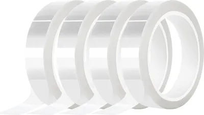 Obrázek produktu pro 10 mm x 33 m Průhledné vysokoteplotní lepicí pásky PET, 4 role pro sublimaci, přenos tepla, 3D tisk a elektrickou izolaci