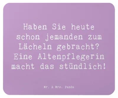 Produktbild von Mr. & Mrs. Panda Mauspad Spruch Altenpflegerin Lächeln - Lavendeltraum - Geschenk, Pflegeberuf, Beruf, Wertschätzung, Mousepad, Berufe, Pflegekraft, mausteppich, pc