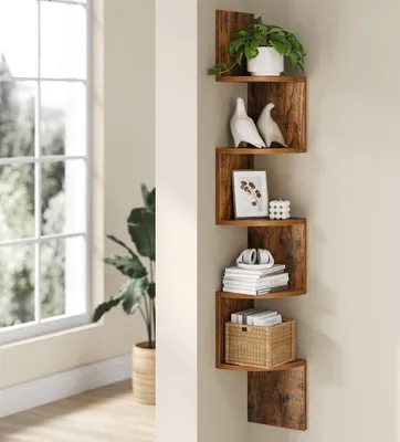 Produktbild von VASAGLE Eckregal, Wandregal, Bücherregal, aus Holz, mit 5 Ablagen