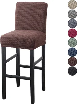 Produktbild von Stretch Stuhlhusse Elasthan Jacquard Universelle Barhocker Stuhlbezug Husse, Braun