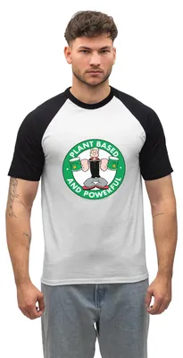 Produktbild von Spreadshirt Popeye Logo Plant Based And Powerful Herren Baseball Shirt, S, Weiß/Schwarz
