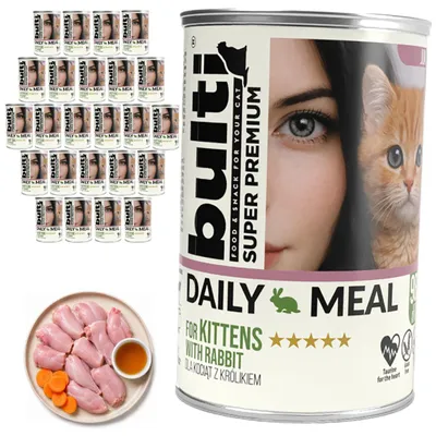 Obrázok produktu pre BULTI | Krmivo pre mačky s príchuťou králika – súprava mokrého krmiva pre mačky, 4 konzervy po 400 g – mokré krmivo pre mačiatka