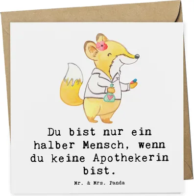 Produktbild von Mr. & Mrs. Panda Grußkarte Apothekerin Herz - Weiß - Geschenk, Staatsexamen, faltkarte, Glückwunschkarte, Klappkarte, Lustig, Beruf, Approbation, doppelkarte, anlasskarte