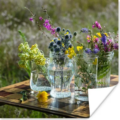 Produktbild von MuchoWow® Poster Vase - Blumen - Farben 100x100 cm - Babyzimmer