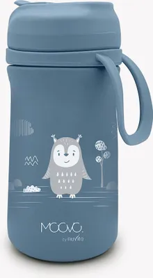 Produktbild von Nuvita 4441 | Thermoflasche mit Silikonausgießer und Strohhalm 500 ml | Hält Getränke warm und kalt | Thermobehälter | Thermoskanne für Kinder | Tragbarer Behälter | Powder Blue