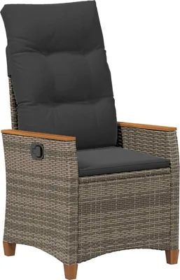 Image de vidaXL Chaise de jardin réglable en polyrotin gris et gris foncé