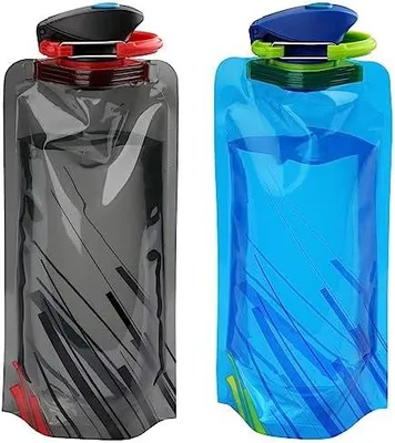 Produktbild von 2 Stück Faltbare Trinkflasche, Wiederverwendbare Trinkflasche Faltbar, Trinkflaschen Faltbar, für Wandern,Reisen, Abenteuer