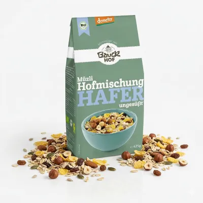 Obrázek produktu pro Hofmischung Müsli - Ovesné vločky neslazené Demeter 425g