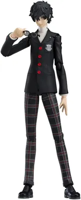 A full-body shot of an action figure of the character Joker from Persona 5, standing against a white background.