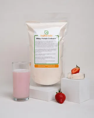 Produktbild von 10 kg Herstellergebinde Whey Protein Erdbeere | Proteine | Buxtrade | Whey | Erdbeere | Pulver