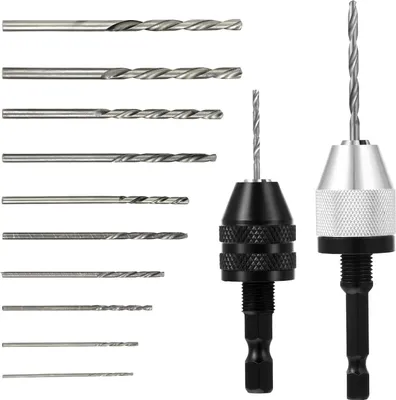 Produktbild von Schnellspannbohrfutter Mit Bohrfutter Adapter,2 Stück Bohrfutter–1/4-Zoll-Sechskantschaft-Bohrer-Bit-Adapter Mit Drehung,mit 10 X 0.8-3.0mm Bohrerset Für Umrüstwerkzeug