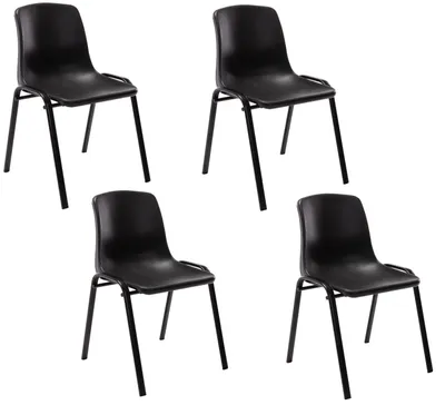 Produktbild von CLP 4er Set Stapelstuhl Nowra Kunststoff stapelbar und mit modernem Design schwarz