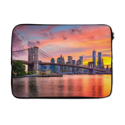 Produktbild von MuchoWow® Laptop Hülle 14 ZollNew York - Sonne - Brooklyn Bridge Laptoptasche - Laptoptasche - Stoßsicher - Schutzhaube