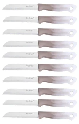 Image de 10 couteaux de cuisine 18 cm avec manche ergonomique - polyvalent & facile d'entretien, brun clair
