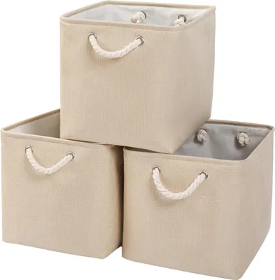 Produktbild von Aufbewahrungsbox, 33x38x33cm Stoffkorb, würfelförmige Box für Kleiderschrank, Regal und Kleidung (beige)