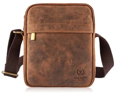 Produktbild von Paolo Peruzzi Herrentasche Umhängetasche Arbeit Tache aus Echtes Leder Vintage-Stil Neu Mittel Braun