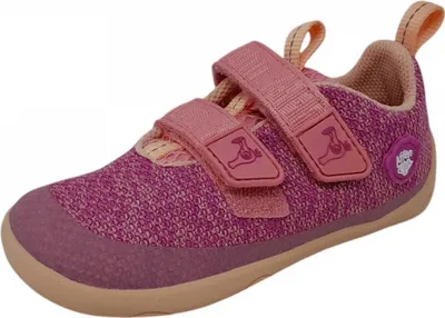 A single pink child's shoe is shown against a white background.