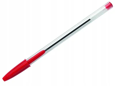 Image de Stylo à bille BIC® Cristal® Original, corps en plastique incolore, capuchon couleur encre, recharge 0,4 mm, rouge