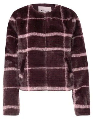 Produktbild von Street One Fake Fur Jkt w. Check AOP rustic rouge 42
