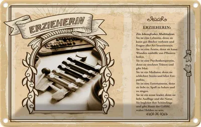 Produktbild von vianmo Blechschild 12x18 cm Erzieherin Beruf Arbeit