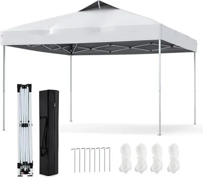 Produktbild von Pavillon 3x3m, Faltpavillon Wasserdicht Stabil, UV Schutz 50+, Höhenverstellbar, Partyzelt inkl. Tasche & 8 Bodennägel & 4 Windseilen, Gartenpavillon für Terrasse, Garten, Hinterhof (Weiß)