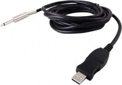 Zdjęcie produktu dla SYSTEM-S 3-metrowy kabel gitarowy USB kabel basowy wtyk jack USB do audio 1/4 6,3 mm męski