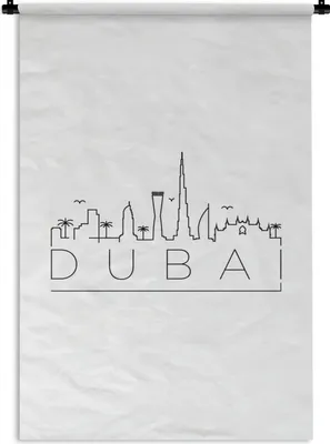 Produktbild von MuchoWow® Wandteppich Wandbehang Skyline "Dubai" weiß 60x90 cm Tapisserie Dekoration Wandtuch - Foto-Teppich - Abwaschbar