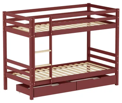 Produktbild von Etagenbett für Kinder 190x90cm terracotta mit Schubladen AMBRE