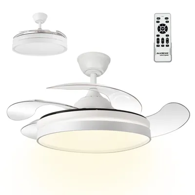 Immagine prodotto di Ventilatore da soffitto Mobiclinic 4 pale 6 velocità 3 modalità di illuminazione Luce LED Telecomando Oasis