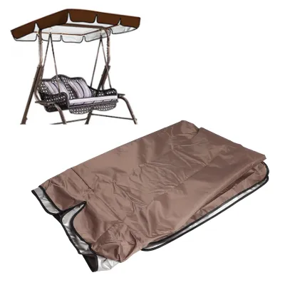 Image de Toile de rechange pour balancelle, en tissu Oxford enduit d'argent, housse imperméable pour balancelle de jardin ou de balcon, marron