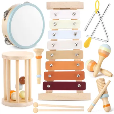 Produktbild von Musikinstrumente aus Holz, Montessori-Spielzeug für Schlaginstrumente aus Holz, Frühkindliche Bildung,für Kleinkinder,geteilt