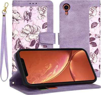 Produktbild von Techsuit FlipCraft Book Wallet Klapphülle mit Kabel für Apple iPhone XR - Mysterious Purple