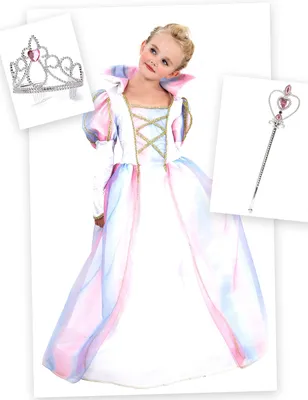 Produktbild von Prinzessinnenkostüm-Set Märchenprinzessin 3- teilig weiss-rosa - Einheitsgröße