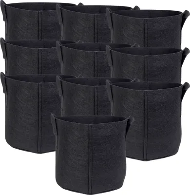Produktbild von Intirilife 10x netkaný vak na rastliny 26 litrov - 7 galónov - 35 x 30 cm - netkaný kvetináč s držadlami na prenášanie na záhradu, do skleníka atď. - Vrecko na kvetináče