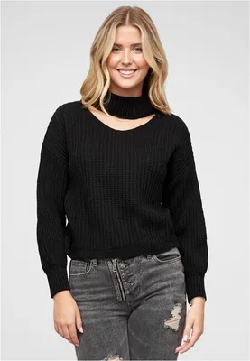 Produktbild von Herrenpullover Urban Classics, Rollkragenpullover mit V-Ausschnitt, Schwarz - XXL