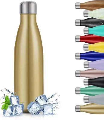 Immagine prodotto di Borraccia in acciaio - isolata sottovuoto - 500 ml - oro champagne lucido