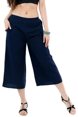 Obrázok produktu pre Vaše pohodlné dámske široké nohavice "culottes" z bavlny – letné nohavice typu "palazzo" s elastickou páskou
