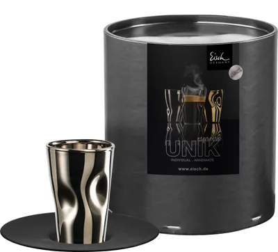 Produktbild von EISCH Espressoglas 132/8 platin mit Untertasse in GR UNIK 30013211/ 180107