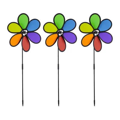 Produktbild von relaxdays Windrad Blume 3er Set
