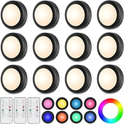 Zdjęcie produktu dla Oświetlenie LED do szafy 6 szt rgb pilot zdalny 16 kolorów