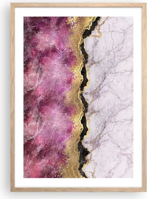 Produktbild von Gerahmtes Poster - Rahmen in heller Eiche - Rosa golden Hintergrund - 50x70 cm - Wand Bild - Wanddeko - Wandbilder - Kunstposter - Wandposter - Bilderrahmen - Bilder - Kunstdruck - P2NPA50x70-5038