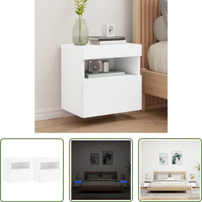 Produktbild von The Living Store TV-Wandschränke mit LED-Leuchten 2 Stk. Weiß 40x30x40 cm