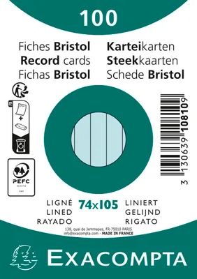 Obrázok produktu pre Exacompta Bristolové kartičky A7, modré linky, 100 ks
