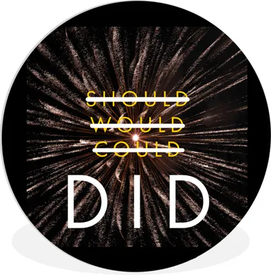 Produktbild von MuchoWow® Rundes Wandbild - Runde Bilder Sollte, würde, könnte, hat' - Zitate - Sprichwörter Ø 60 cm Kreis Wanddekoration Kunststoff - Wandkreis - Wandschmuck - Wand Kreis - Das Schlafzimmer - Die Bilder - Wandmalerei - Kunst für das Haus - das Plastik